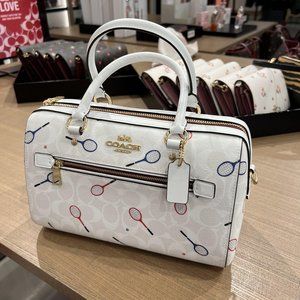 coach Rowan Satchel In Signature Canvas With Racquet Print C8285